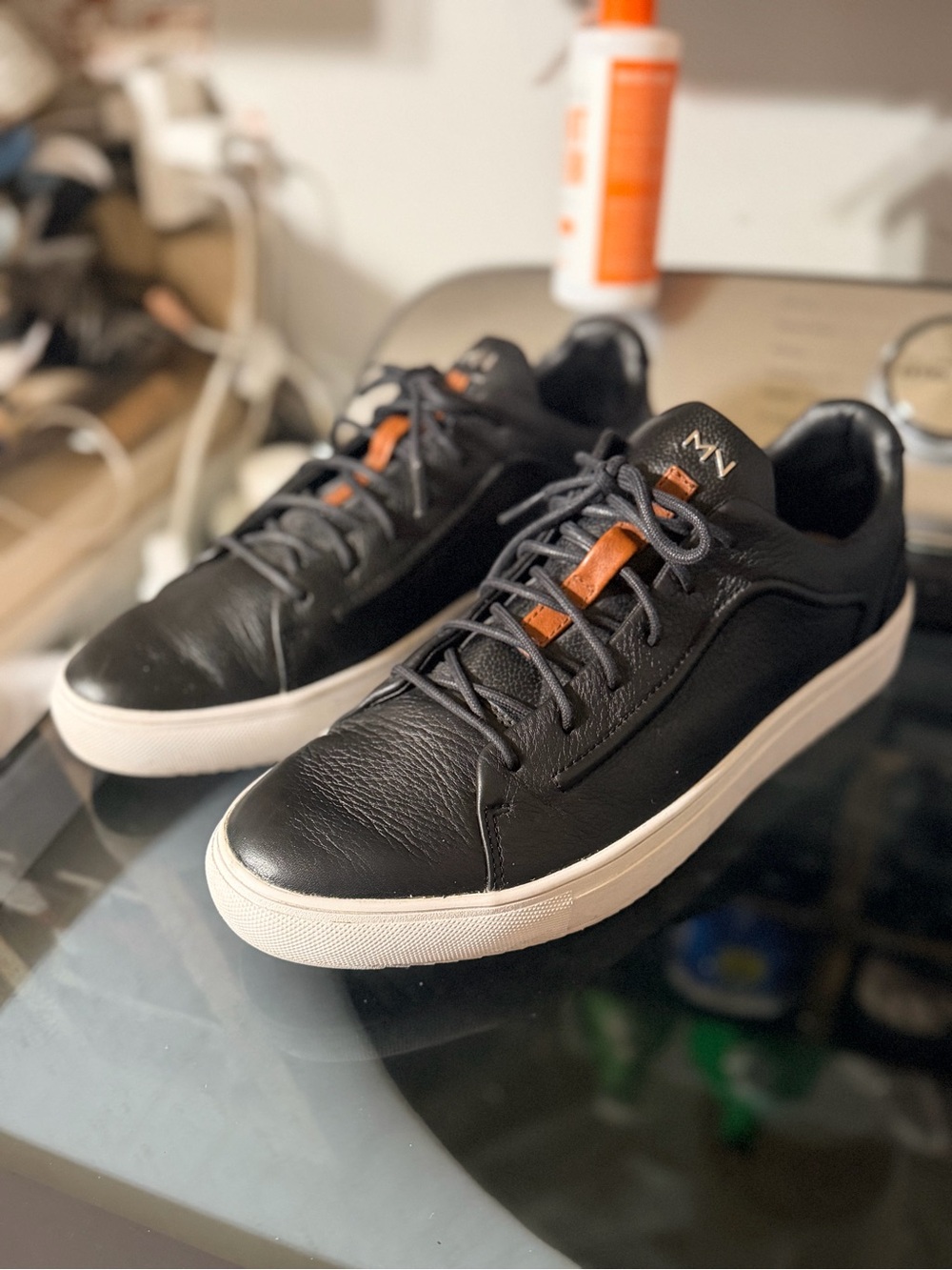 Mark Nason Razor Nash Men’s 10.5 Black Leather Sneakers Memory Foam Lux